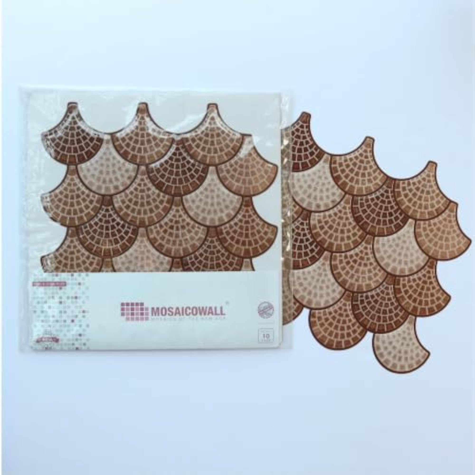 Mocha Brown Fish Scale Peel & Stick Tile, Taupe Mosaic Backsplash